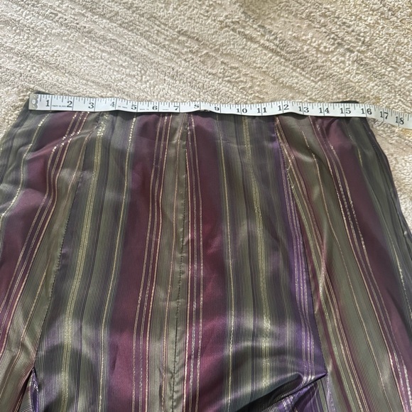 Dressy maxi long skirt tiered ruffle artsy metallic purple green gold large - Picture 7 of 11